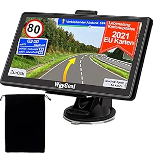 GPS Navigationsgerät für Auto LKW – WayGoal Navigation mit Tasche 7 Zoll Navi für Auto PKW, 2022 Europa UK 52 Karten…