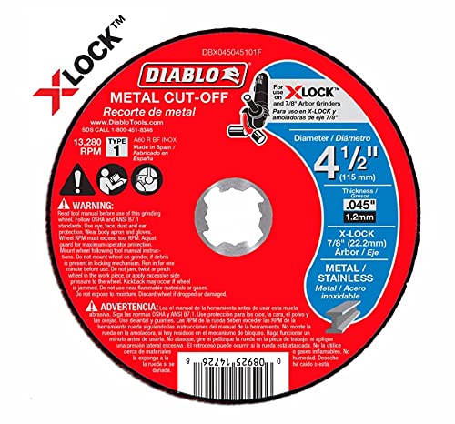 フロイト酸化アルミニウムブレンド120グリット粗アングルグラインダー(X-Lockと7/8インチアーバー)DB 4.5X.045XX