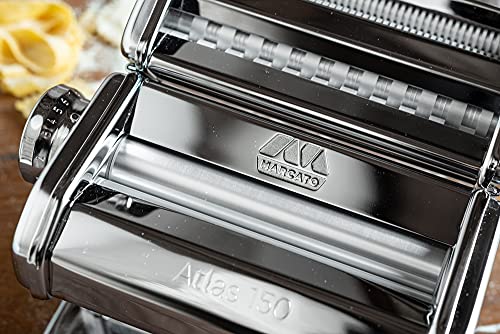 Foto von Marcato Nudelmaschine Atlas 150, Silber, Verchromter Stahl, für Lasagne, Fettuccine, Tagliolini, Kompatibel mit 11 Extraformaten.