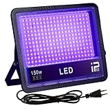 OUSIDE UV LED Schwarzlicht Strahler 150W, IP66 Wasserdicht Outdoor UV Licht mit Stecker,385-400NM UV Fluter für Black Light Party,GLOW Party,Halloween,Graffiti,Disco
