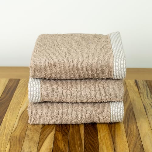 Image of RANGOLI 100% Bamboo Face Towel Set of 3, 500 GSM, Quick Dry Towels for Face, Gym, Travel, Ultra Soft Highly Absorbent, 30Cm X 30Cm, Beige.