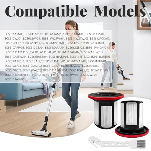 2 Stück Filter für Bosch Unlimited 6 Staubsauger Zubehör Ersatzteile mit Reinigungsbürste