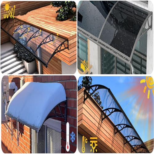 Marquise en polycarbonate transparent avec structure noire design - 7