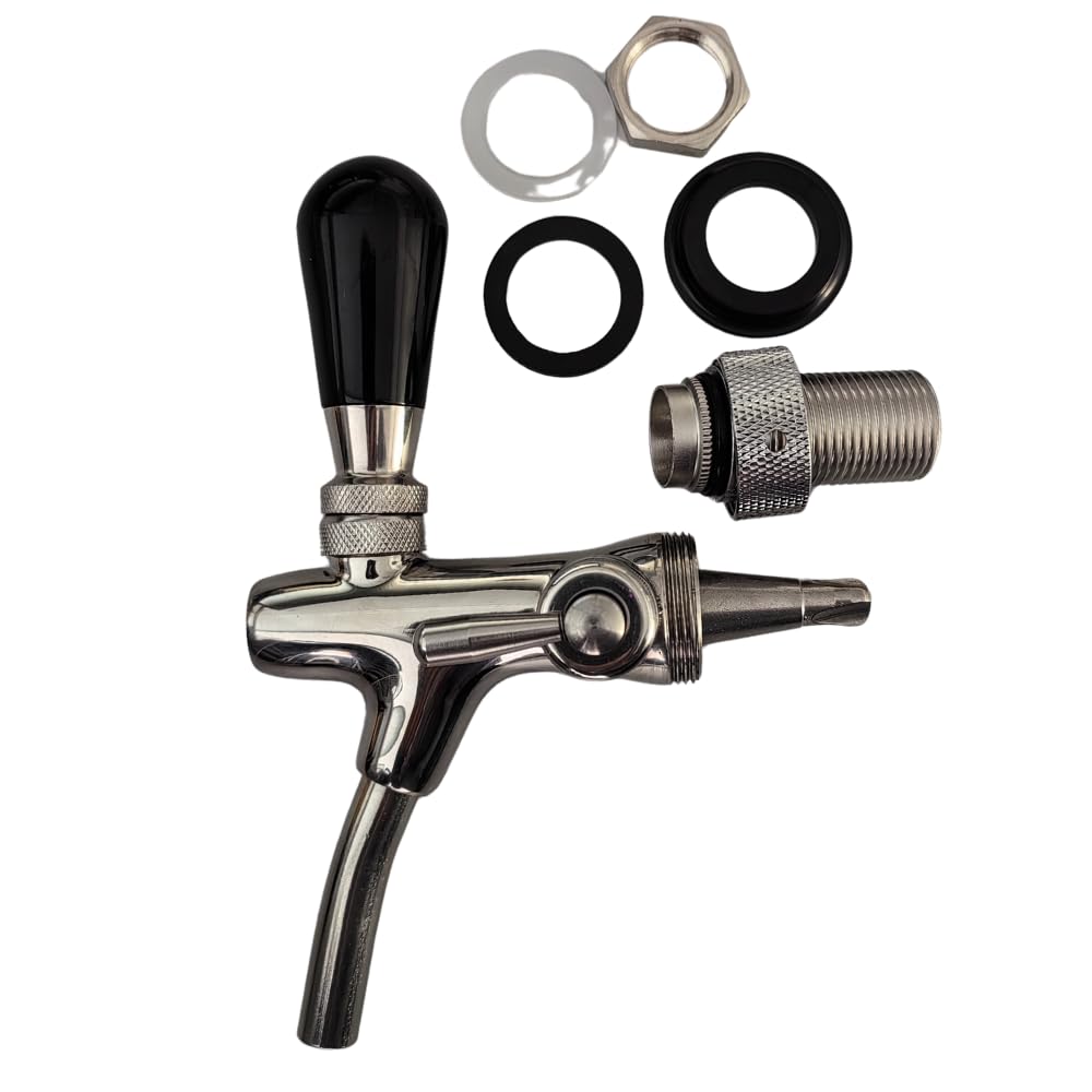 Profi Edelstahl Kompensator-Schankhahn mit Schaumtaste 35mm Gewinde Chrom