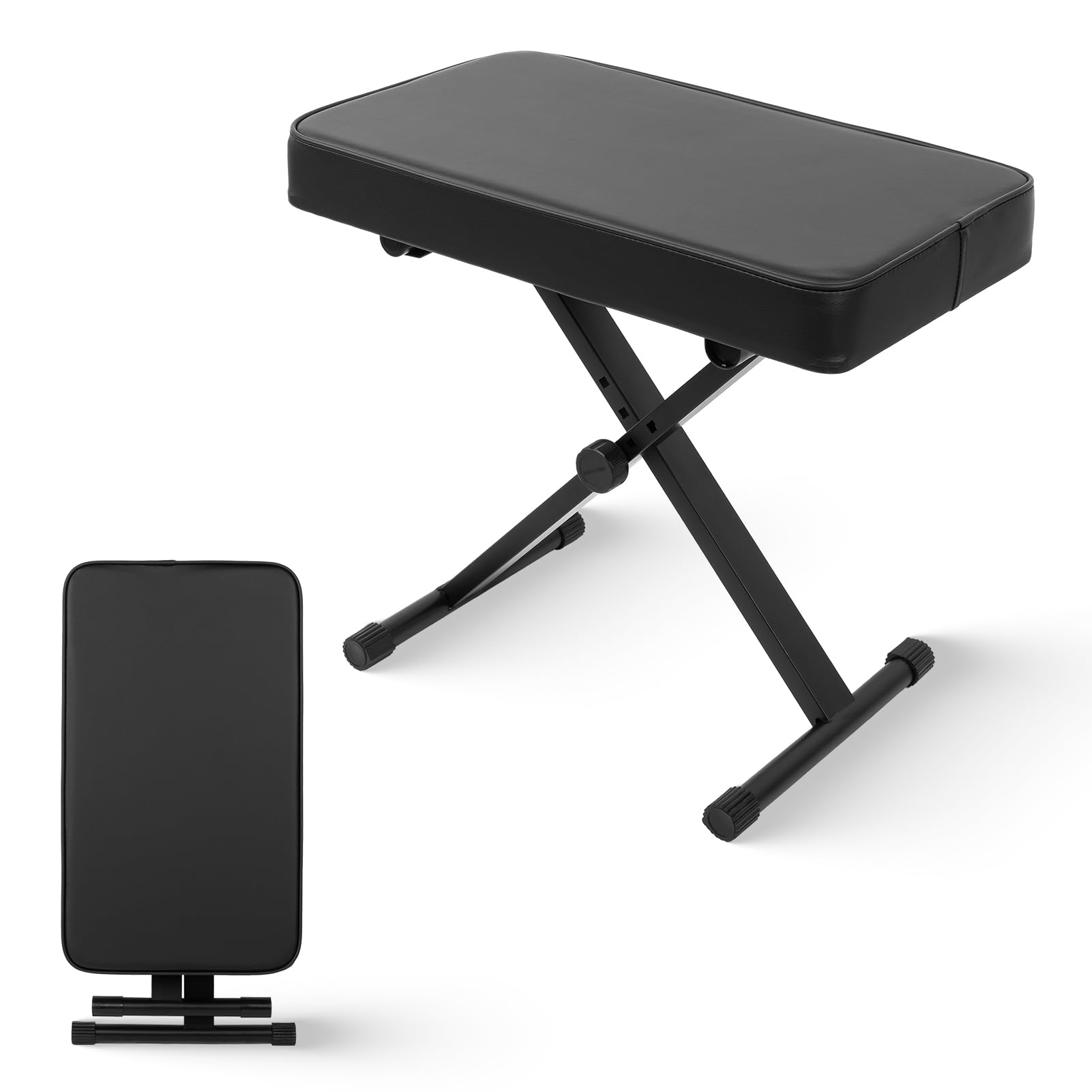 STRICH SPB-M15 - Taburete plegable para piano con teclado musical estilo X, silla de piano con cojín acolchado para músicos, color negro, SPB-M15