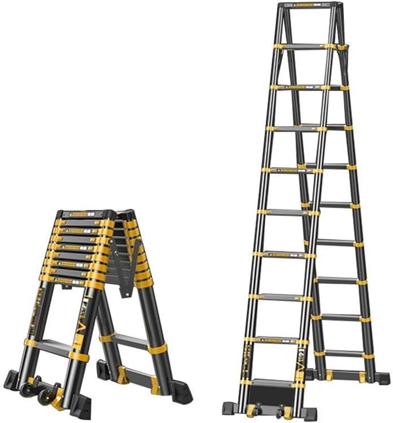 Aluminum Alloy Extension Ladder, Folding Ladder, Portable Attic Home Outdoor Staircase -with Balance Bar and Casters, Non-Slip Pedal, 330 Lb Capacity (Size : 2.7M(8.85FT))