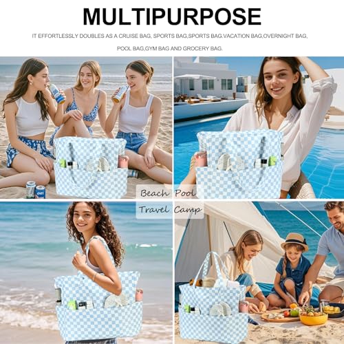 Image of Waterproof Beach Tote Pool Bags for Women Ladies Extra Large Gym Tote Carry On Bag With Wet Compartment for Weekender Travel