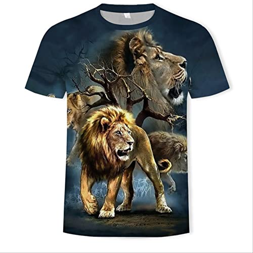 XKYDYF Hommes 3D Imprimé T-Shirts 3D T-Shirt Animal Hommes/Femmes 3D Lion King T-Shirt Impression Numérique Conçu Élégant Sports D'Été À Manches Courtes Tops XXL Cover