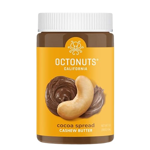 Octonuts Cocoa Cashew Spread – 16 oz, Chocolate Nut Spread, Gluten-Free, Vegan, Non-GMO, Soy and Dairy-Free, Peanut-Free, No Palm Oil – Smooth Cocoa Cashew Cream for Guilt-Free Treats & Snacks