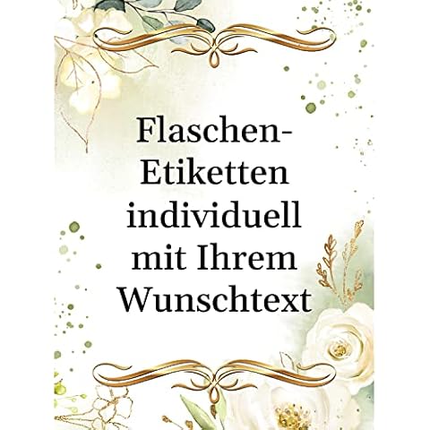 8 Flaschenetiketten selbstklebend mit Text personalisiert - Etikett White Roses - Flaschen Aufkleber für Wein oder Sekt Cover