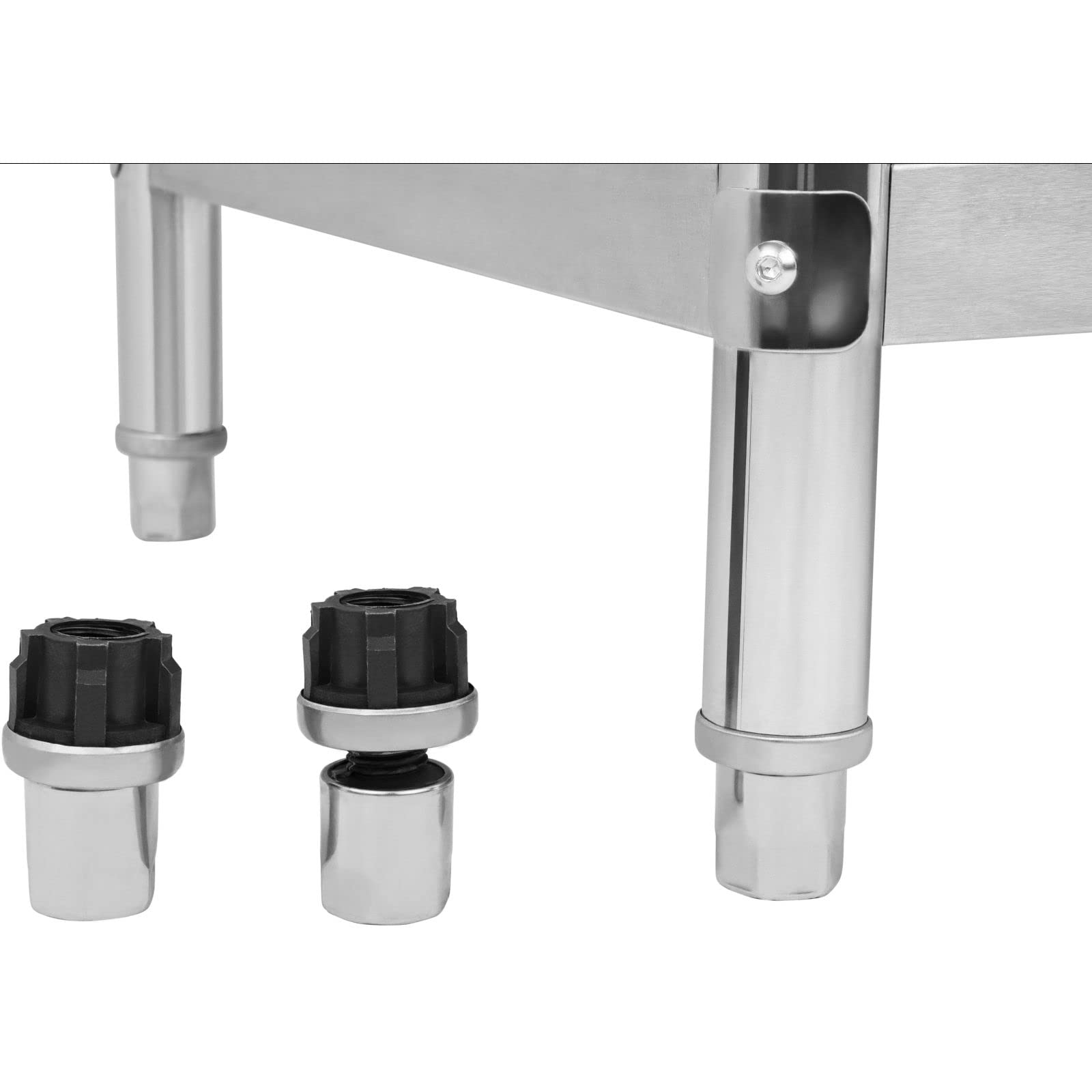 Royal Catering Mesa de Trabajo Acero Inoxidable RCAT-200/60-N (200 x 60 cm, Dos Superficies, Capacidad de encimera: 300 kg, Capacidad Total: 400 kg)