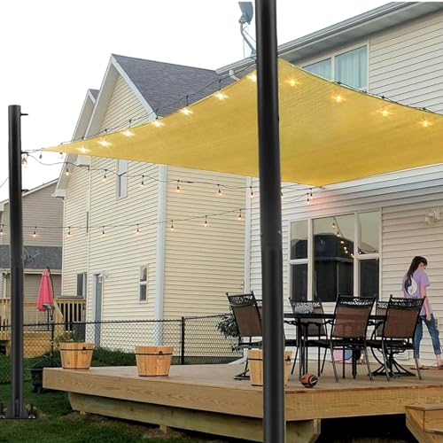 Shade Sail Poles Kit, 2025 Upgraded 2 Poles 9.5Ft Outdoor Sun Shade Sail Post with Concrete Bracket Support Awning Canopy Heavy Duty Metal Pole Kit for Outside Patio Garden Deck Playground Backyard