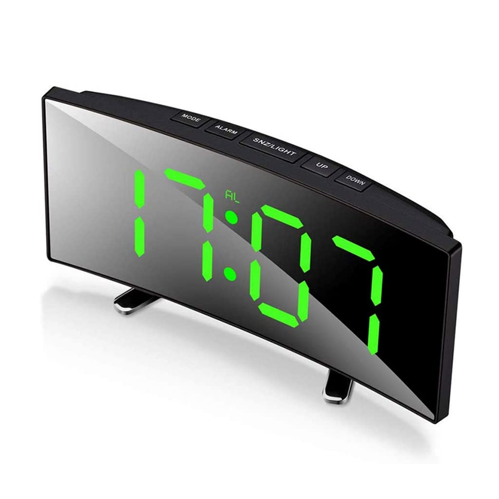 MaGiLL Digital Alarm Clock USB Charging Curved Large LED Screen Electronic Digital Noiseless Bedroom Bedside Table Clock Clock (Color : Grau, Size :