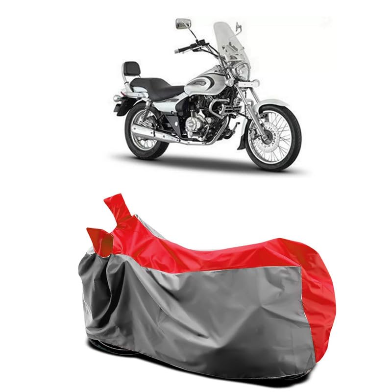 Image of DUFFEL-Two Wheeler Bike Body Cover Compatible for Bajaj Avenger Cruise 220 Heat Protectio /UV-Rays /Birds Dropping /DustProof /Waterproof All Variants [Gray Red]