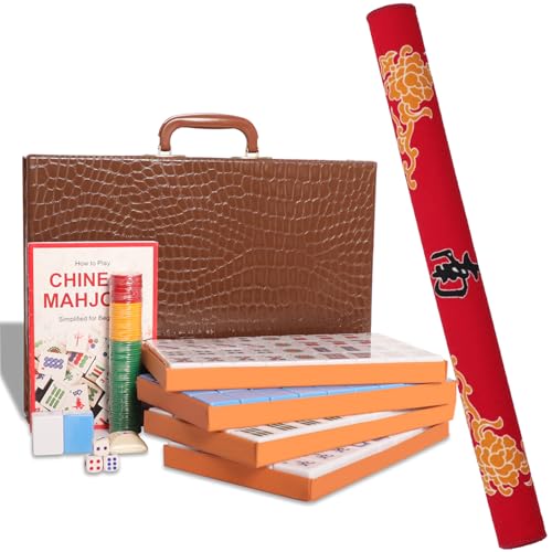 Set de Mahjong Chino con 144 fichas y accesorios