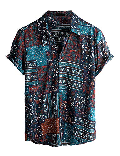 VATPAVE Mens Casual Short Sleeve Button Down Shirts Regular Fit Hawaiian Summer Shirt