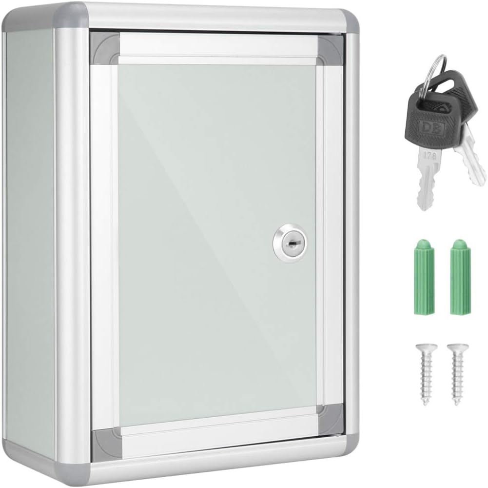 Small Suggestion Box with Lock Mailbox with Lock and Key Aluminium Alloy Weatherproof Wall Hanging Complaint Suggestion Box