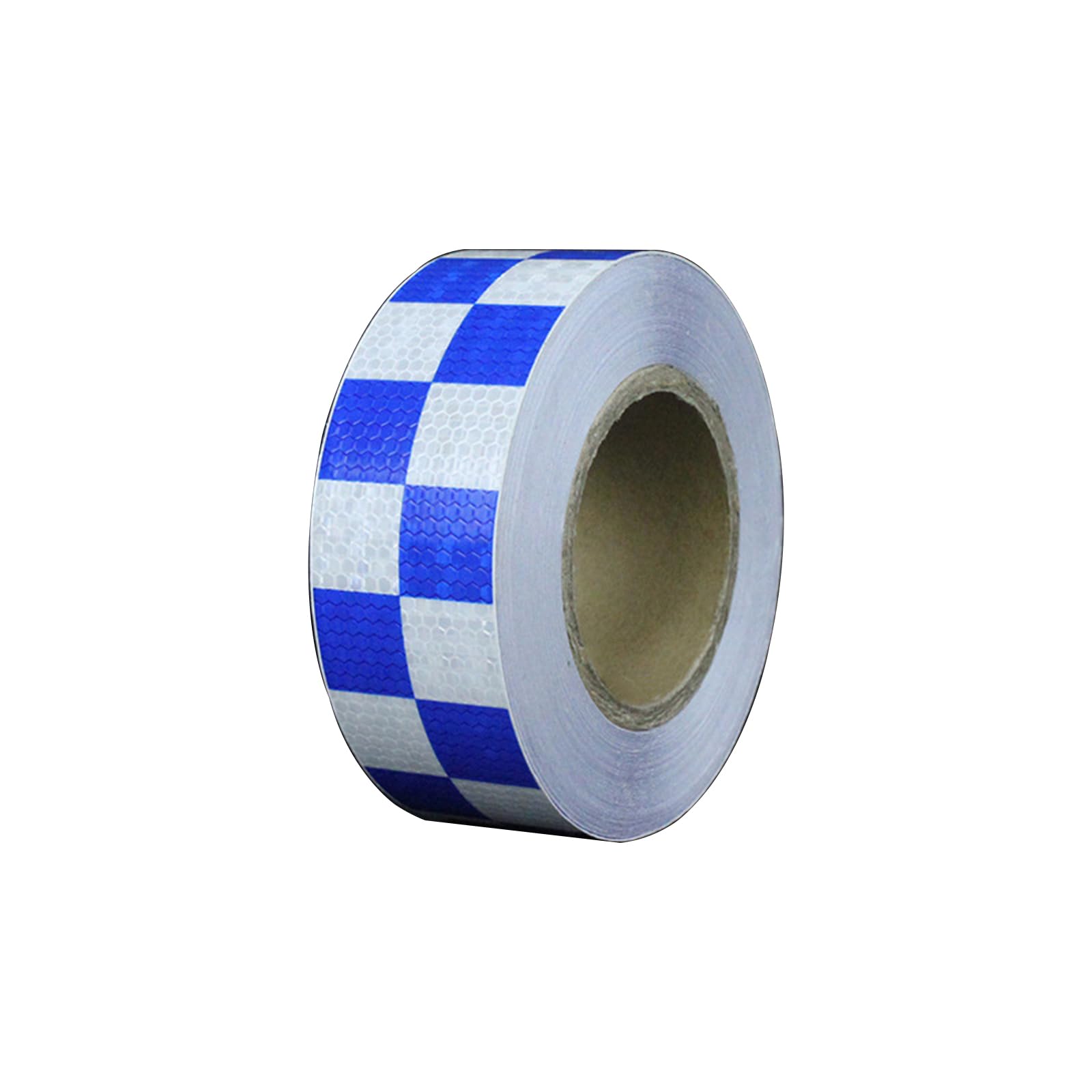 Oiujhgcds Blue White Reflective Tape, Checkered Lattice 2 Inch X148 Feet Conspicuity Adhesive Safety Tape For Vehicles Bikes Clothes Helmets Mailboxes(Blue White)
