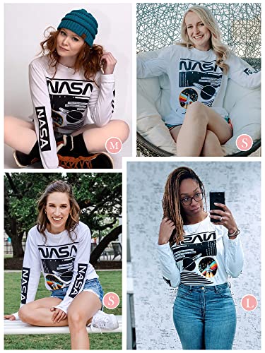 Wllw Women Long Sleeve Crew Neck Nasa Letter Print Nasa Shirt Blouse Sweatshirt #TOP2