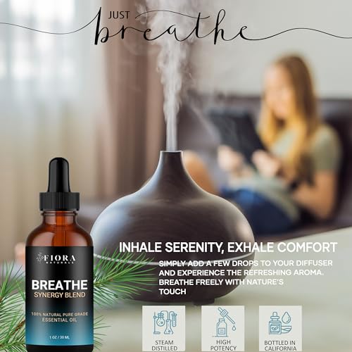 Image of Breathe Essential Oil for Diffuser - Invigorating and Refreshing Breathe Essential Oil Blend for Aromatherapy (1 Fl Oz)