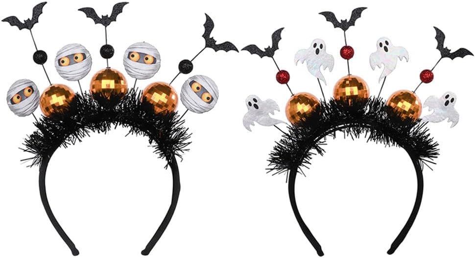 STOBAZA 2Pcs Halloween Party Headband Set Lightweight Bat and Ghost Hair Hoop Costume Accessories for Halloween Cosplay Festival Photo Props