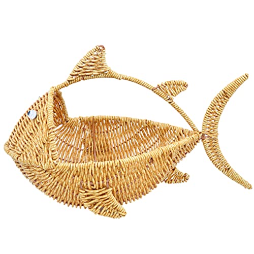 MAGICLULU Cesta De Almacenamiento De Peces De Dibujos Animados Cesta De Algas Marinas Cesta De Ratán Para Servir Bandeja Para Galletas Cesta De Cuerda De Algodón Cesta Para Perros Cestas De