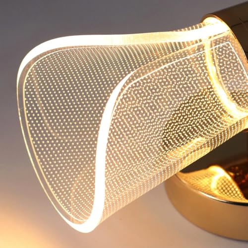 Image of Groeien 12W | 3 Color LED Nordic Sconce Golden Mesh Transparent Indoor Home Acrylic Wall Lamp for Bedroom Living Room Corridor Lighting Fixtures Wall Mount(Warm+Natural+Coolwhite)