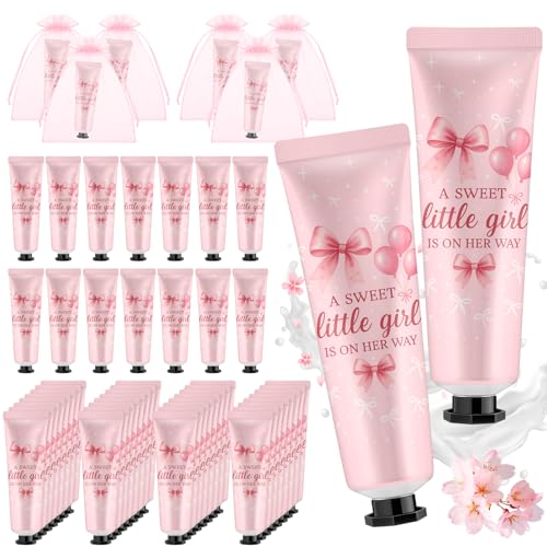 Swiffen 48 Sets Pink Bow Baby Shower Hand Cream Gifts Bulk a Sweet Little Girl Is on Her Way Baby Shower Hand Cream Travel Size Lotion Bulk Party Supplies Favors Birthday Wedding Party Favors