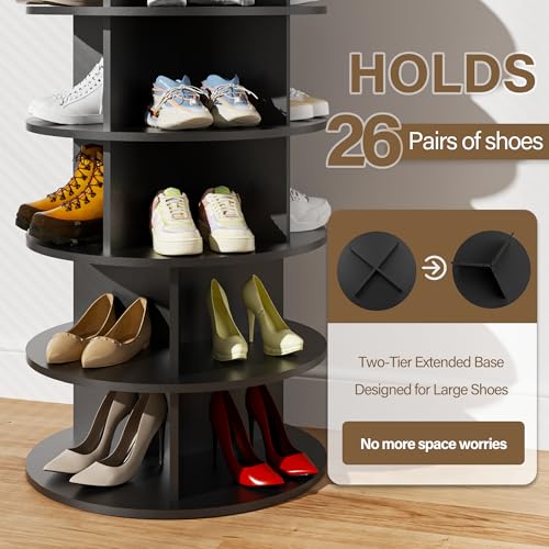 Image of Rotating Shoe Rack Tower, 7-Tier Spinning Rack, Lazy Susan Shoe for Entryway (7-Tier Black)