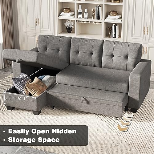 image for Furmax Convertible Sofa Bed Sectional Sleeper Sofa 3-Seat L Shaped Fut