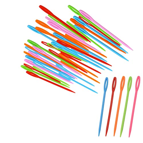 DUjuanhong 100 Agujas de Coser de Plástico,7 cm Agujas de Teje Agujas de Tapiz Agujas de zurdo Multicolores Agujas de Seguridad para Manualidades de Costura de Lana y Bricolaje para Niños