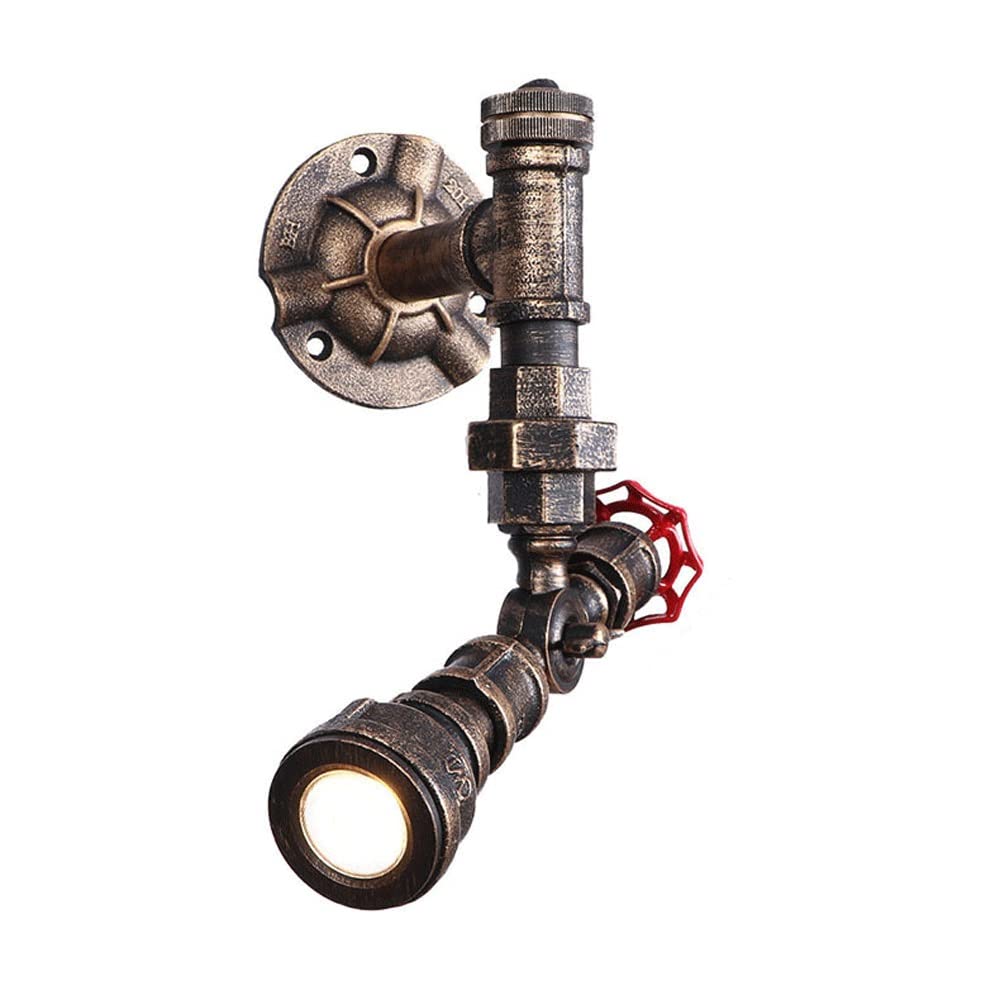 MOCIGERN Water Pipes Wall Lamp Fixture LED Adjustable Wall Mounted Lighting Steampunk Industrial Wall Illumination for Barn Bar Farmhouse Dining Room Porch (Color : F)