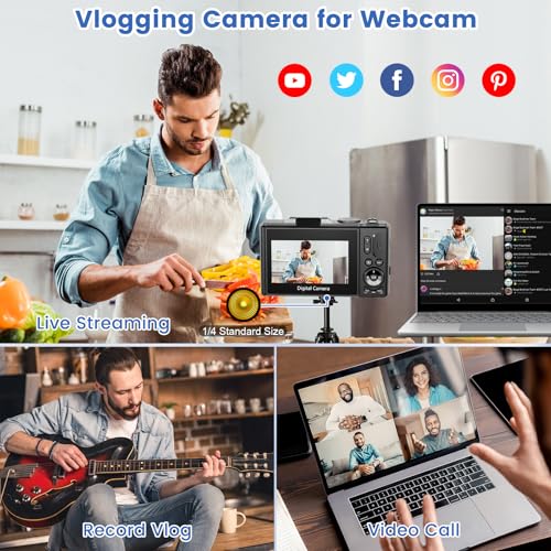 Image of 4K Digital Camera for Photography, 64MP HD WiFi Vlogging Camera for YouTube with 3 inch 180Flip Screen, 18X Digital Zoom,Autofocus Compact Camera with Flash,32GB TF Card & 2 Batteries(Black)