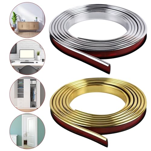 Image of U-Shape Edge Banding, 16.4FT Veneer Edge Banding, PVC Self Adhesiv Furniture Corner Edge Strip Countertop Table Cabinets Chairs Shelves Restoration, 20MM, Silver