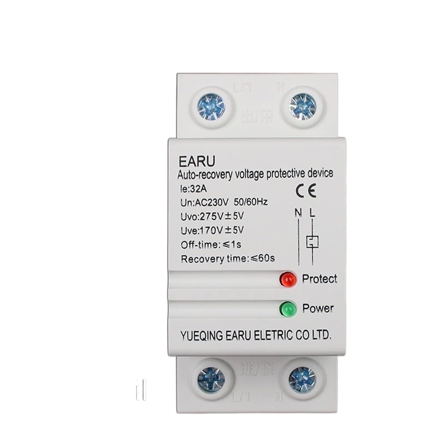 2P 40-63A Din Guide Rail Automatically Recover and Then Connect Overvoltage Undervoltage Protection Device to Protect Relay(63a,Dispaly)
