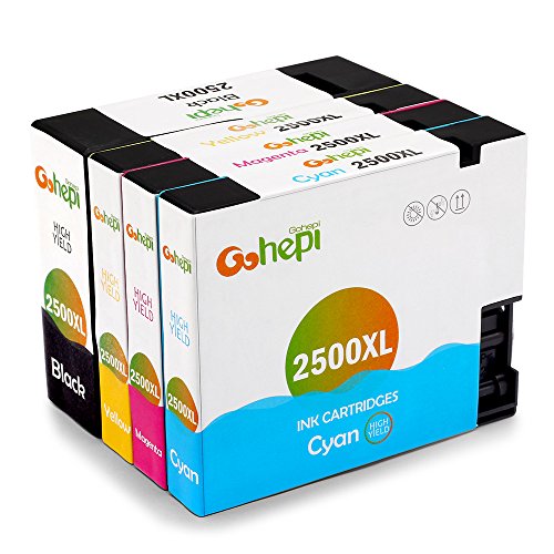 Gohepi PGI-2500XL Compatible para Cartuchos de tinta Canon PGI-2500XL, Negro/Cian/Magenta/Amarillo Juego de 4 Trabajar con Canon MAXIFY MB5350 MB5050 iB4050 MB5450 MB5155 MB5150 iB4150 MB5455