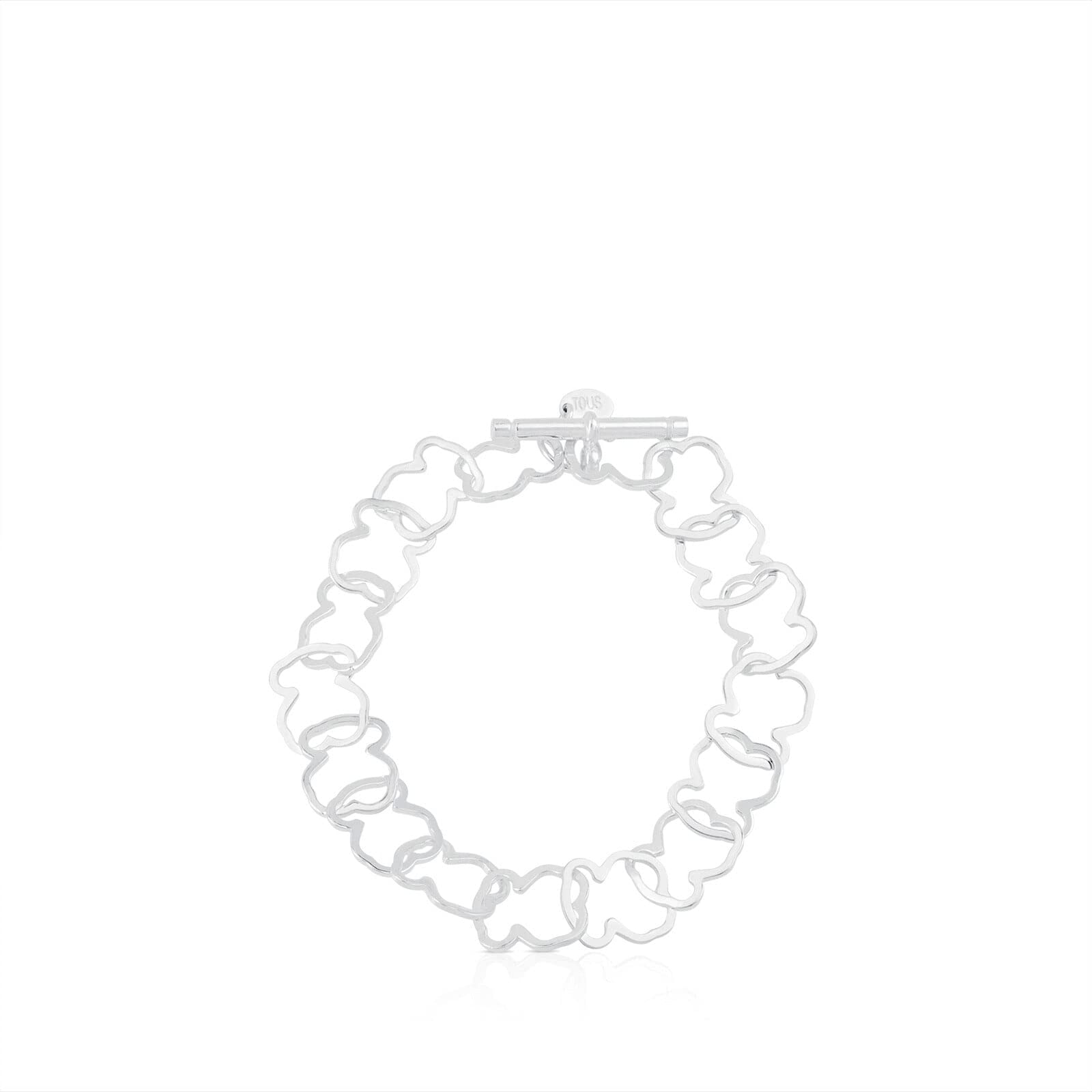 TOUS Bracciale da donna in argento sterling con motivo orsi a giostra 1,25 cm, lunghezza 19 cm, classico ed elegante, collezione carosello, 19 cm, Argento sterling