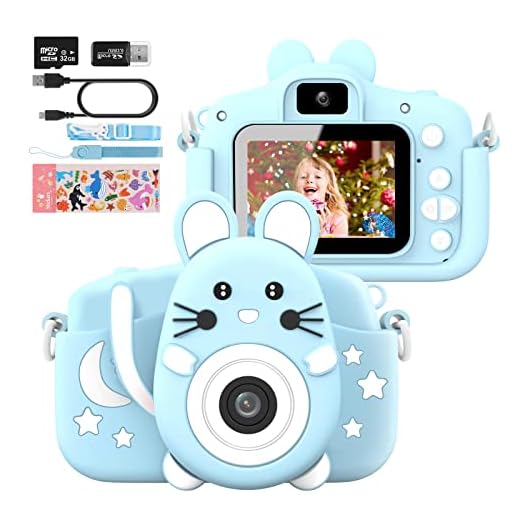 Hangrui Cámara Digital para Niños,Cámara Fotos Infantil con 32GB TF Tarjeta,Pantalla de Protección Ocular IPS de 1080P 2,0" HD Selfie Video Cámara Fotos Niños Regalos para Niños y niñas(Azul)