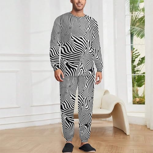 Animal Zebra Print Pajama Set Long Sleeve Lounge Sets Sleepwear 2 Pjs Nightwear for Men Women2