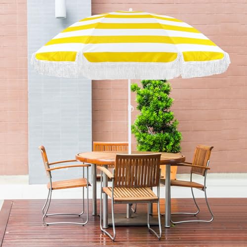 Sombrilla de mesa de jardín elegante con flecos y tejido impermeable 3