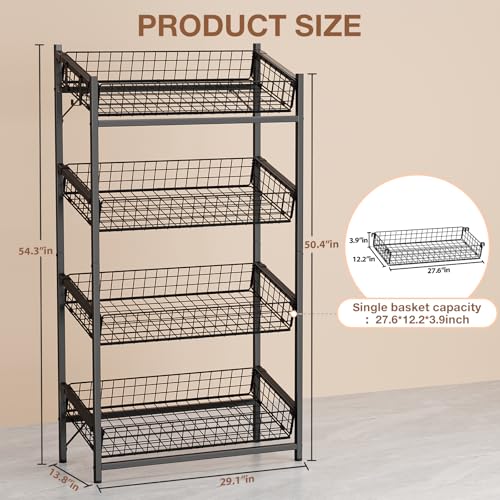 VOPEAK 4 Tier Retail Snack Display Stand, Metal Retail Display Rack with 2 Hooks, Potato Storage Rack, Concession Stand Candy Organizer, Easy Assembly Fruit Basket, Snack Organizer for Pantry, Office - Image 3