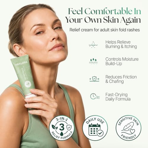 Intertrigo Cream for Skin Folds - Cream to Powder Barrier with 10% Undecylenic Acid & 15% Zinc Oxide for Under Breast Rash Treatment, Chafing, Belly Folds, Sweat Rash & Friction Relief, 1.7oz Alternate view
