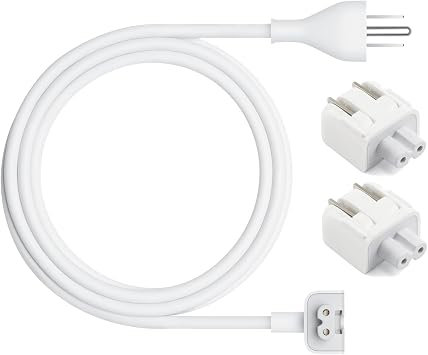 3-in-1 Mac AC Wall Adapter Extension Cable and Plug Duckhead US Charger Cord Standard Folding Duck Head for MacBook/Mac iBook/iPhone/iPad/iPod Power Adapter