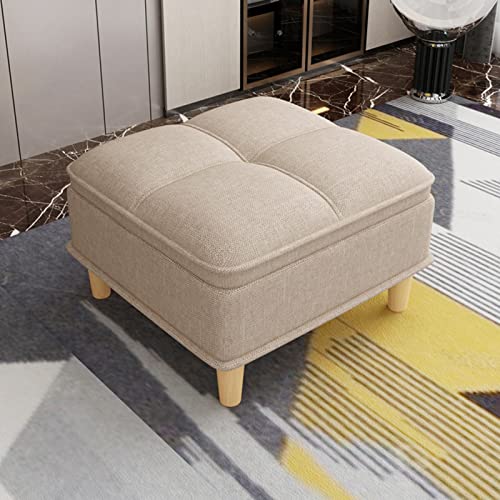 Boîte de repose-pieds en lin coffre de rangement beige