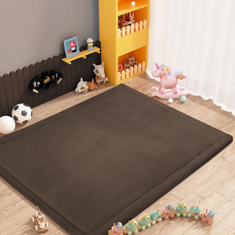 Dmkjdzsw Coral Velvet MatArea Rugs,Yoga Mat Exercise Pads,children'sLarge Foldable Play Mat, Extra Soft Activity Floor Mat Playroom Bedroom-H-200 * 220cm