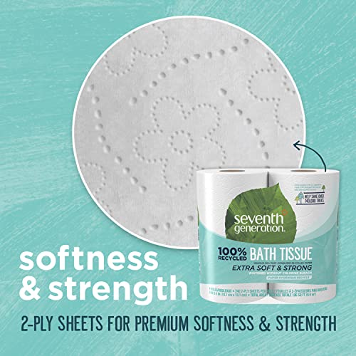 Seventh Generation Bath Tissue Toilet Paper Chlorine Free 2 Ply Toilet Paper 100% Recycled Paper 4 Count (Pack of 1) - image 7