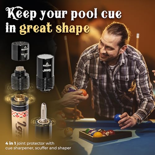 IgnatGames Professional Pool Cue Set – 58" 2-Piece Canadian Maple Stick with Low Deflection Shaft, Hard Case, Tip Maintenance Tool and Accessories - Image 5