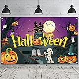 Happy Halloween Day Banner Large Size 71” x 43.3” for Halloween Day Party Decorations Supplies