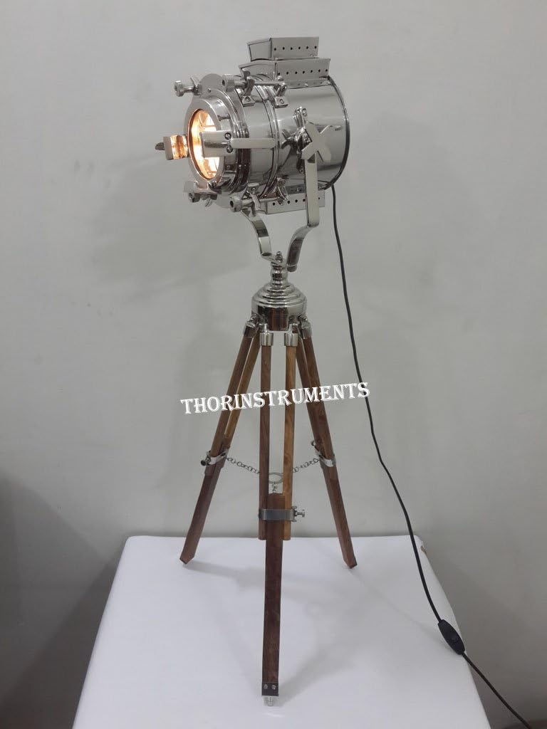 THOR INSTRUMENTS Nautical Designer SEARCHLIGHT Tripod Stand SPOT Light Studio Table LAMP Rustic Vintage Home Decor Gifts