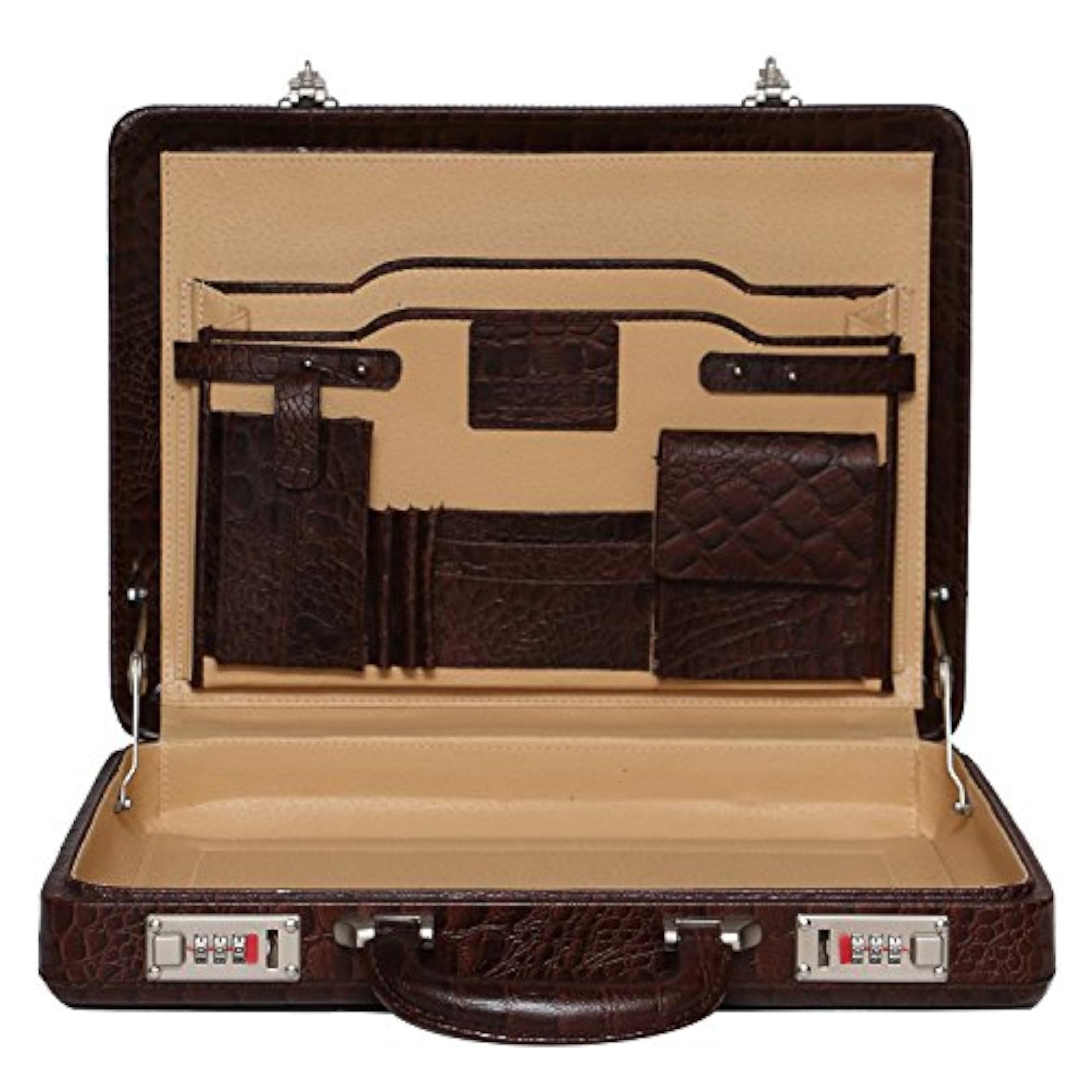 Croc Brown Leather Briefcase for Office Use